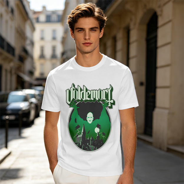 Olive T-shirt with Voldemort Dark Fantasy Graphic Print