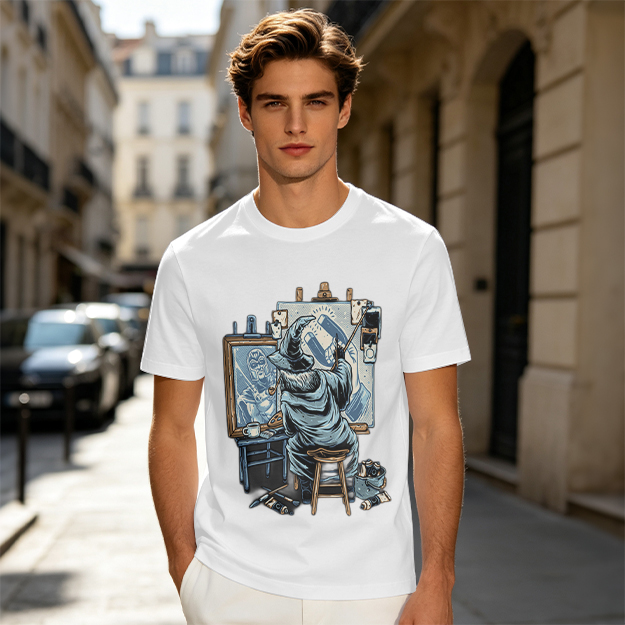 Olive T-Shirt Featuring Wizard Painting Superhero Artwork