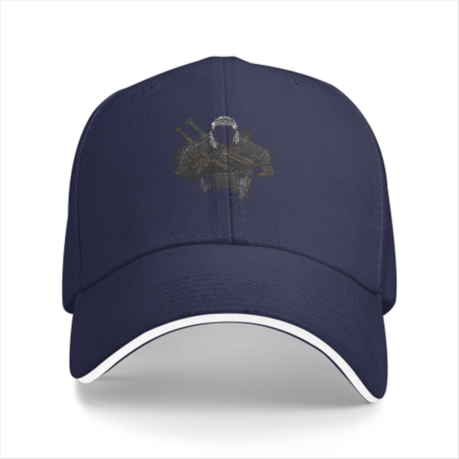 Black baseball cap with fantasy warrior graphic print