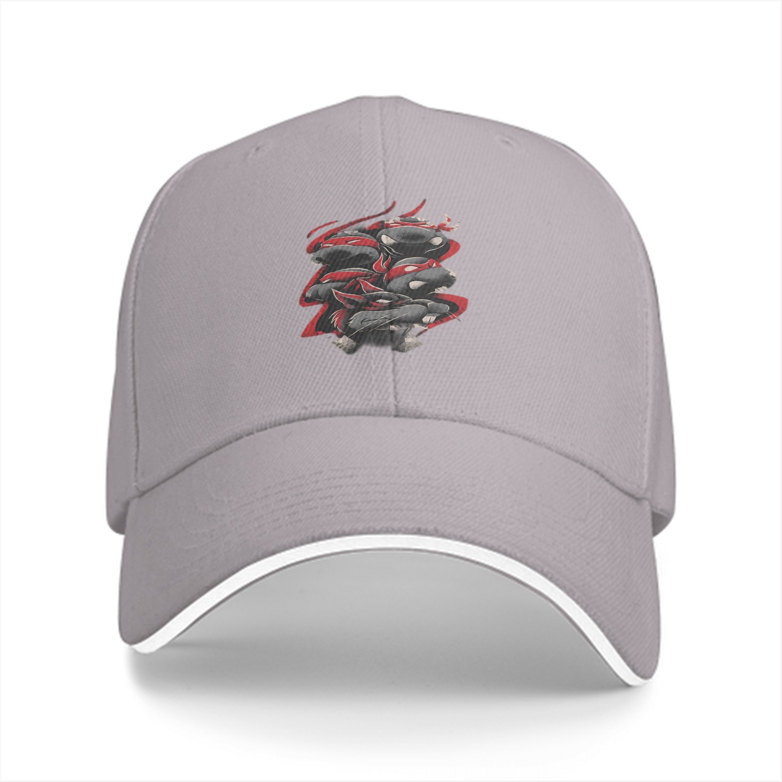 Black baseball cap with stacked ninja turtle graphic design