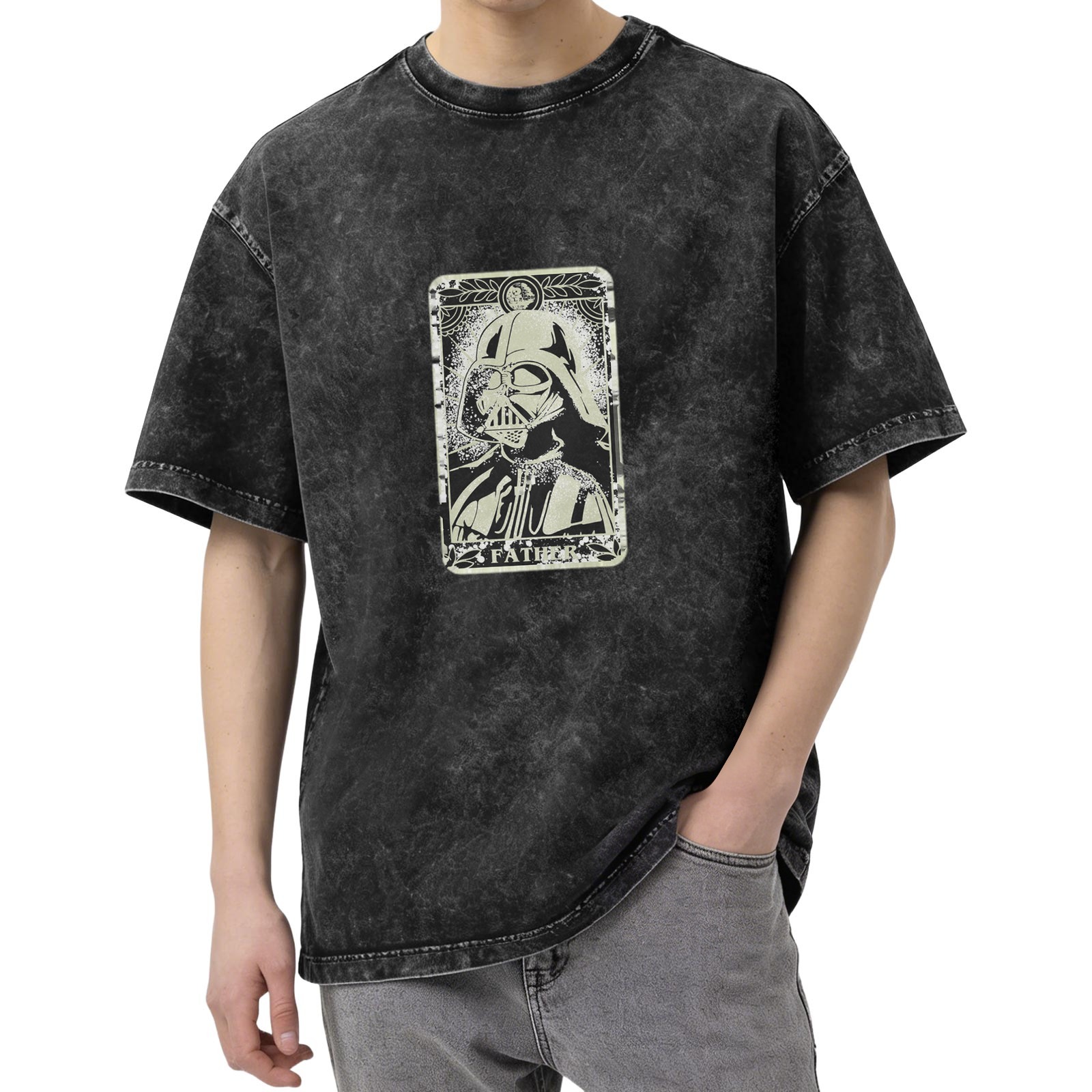 Star Wars Darth Vader 'Father' Tarot Card Graphic Vintage Wash T-shirt