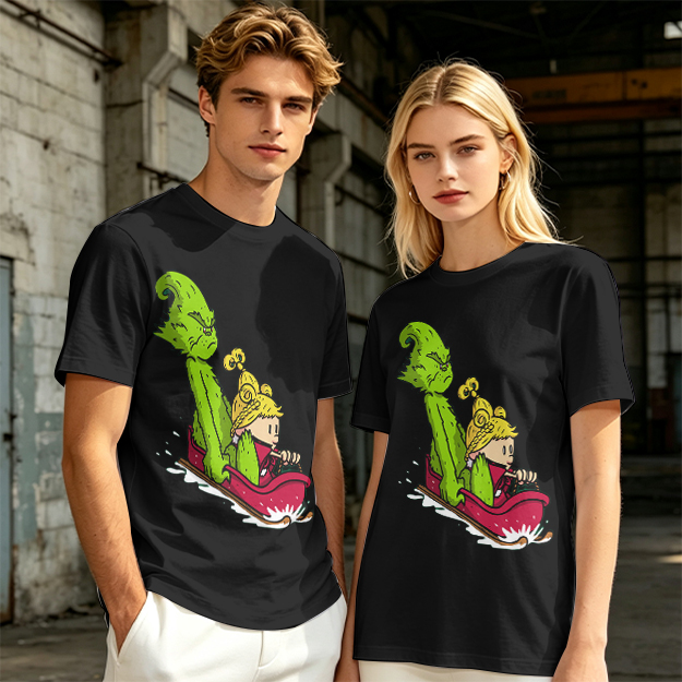 Grinch and Cindy Lou Who Sledding Graphic T-Shirt