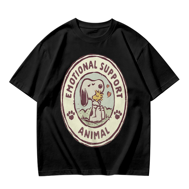 Olive Green Snoopy Emotional Support Animal Graphic T-Shirt