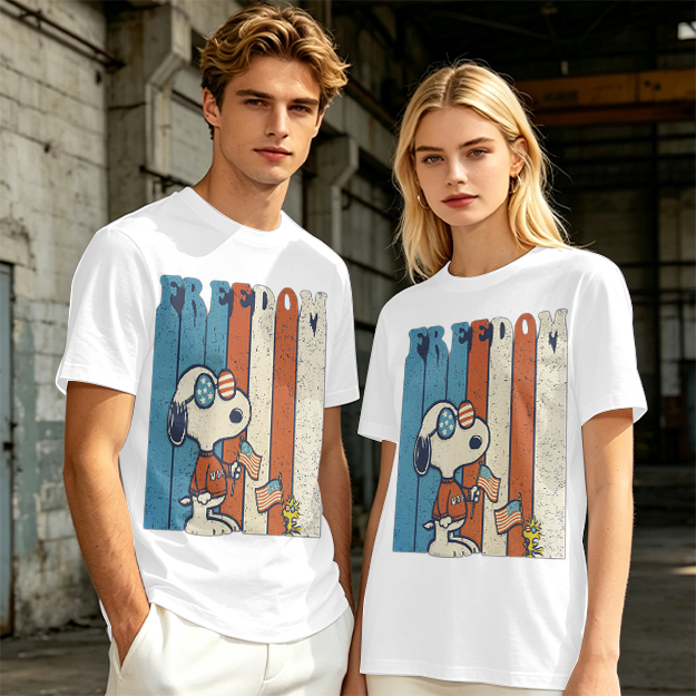 Olive Snoopy Freedom Patriotic Graphic T-Shirt