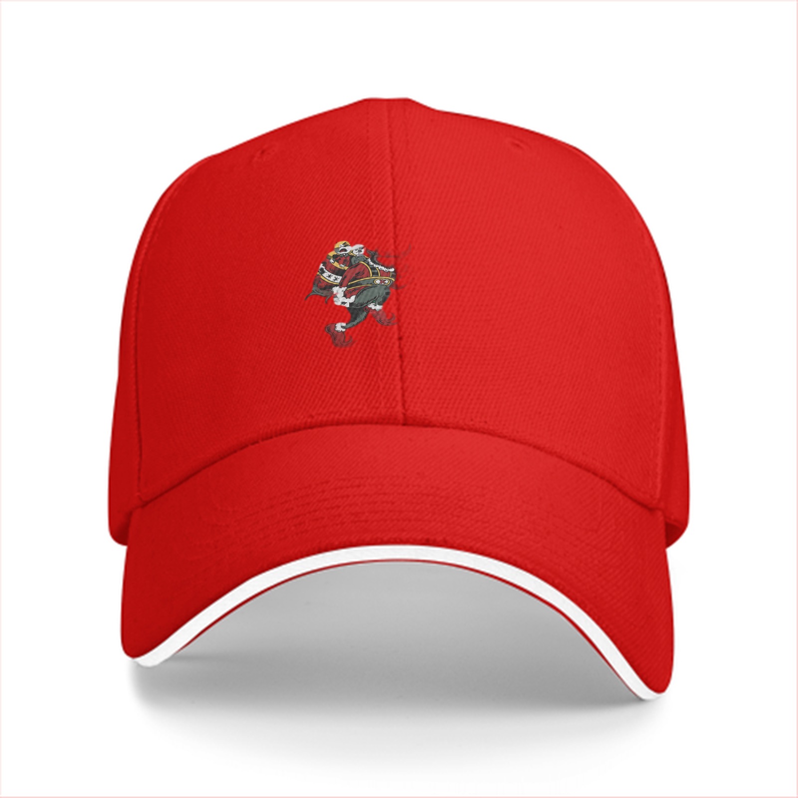 Black baseball cap with festive Santa Claus graphic