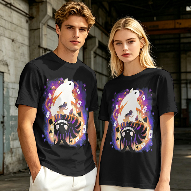 Olive T-Shirt With Magical Rabbit And Playing Card Print