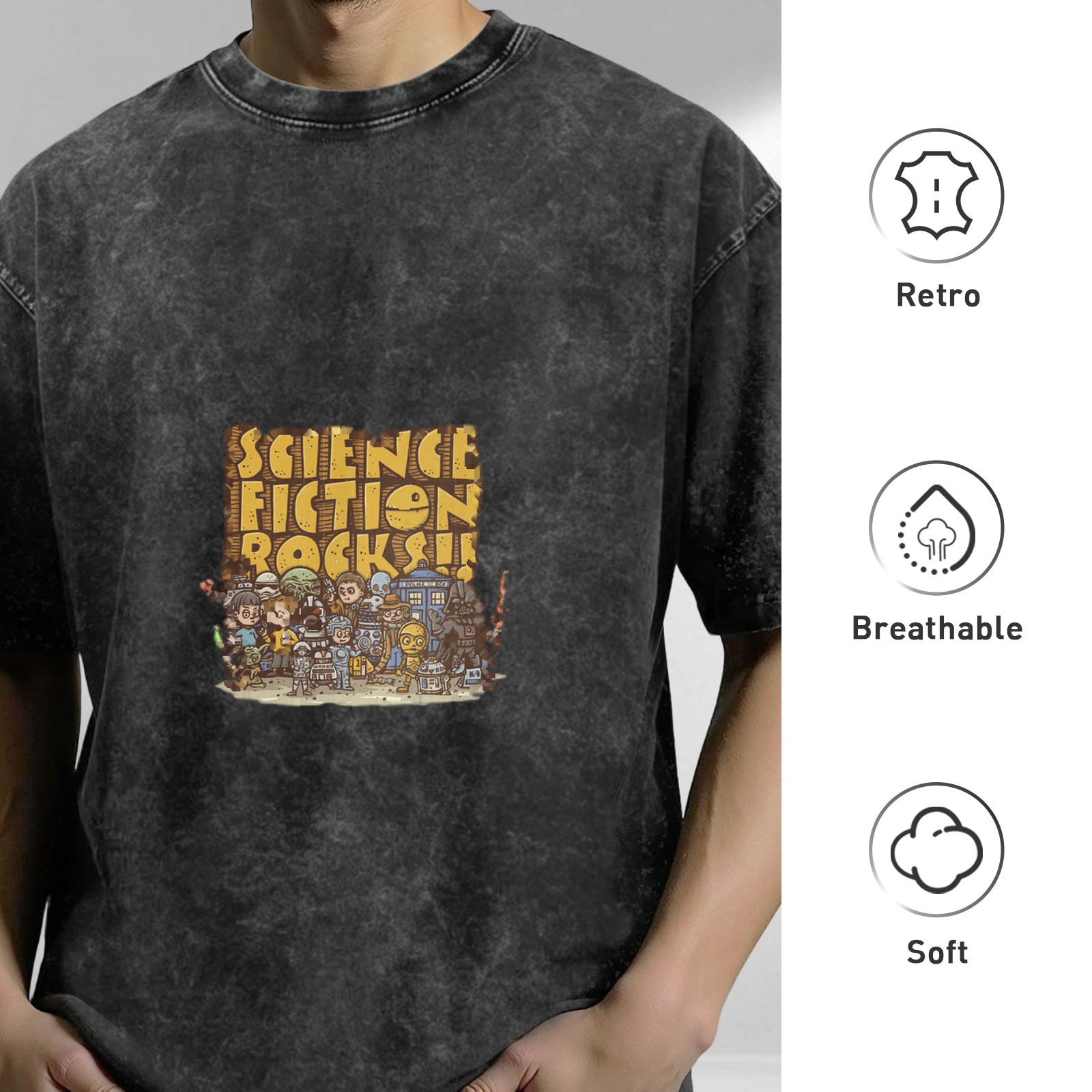 Science Fiction Rocks! Vintage Wash Graphic T-Shirt