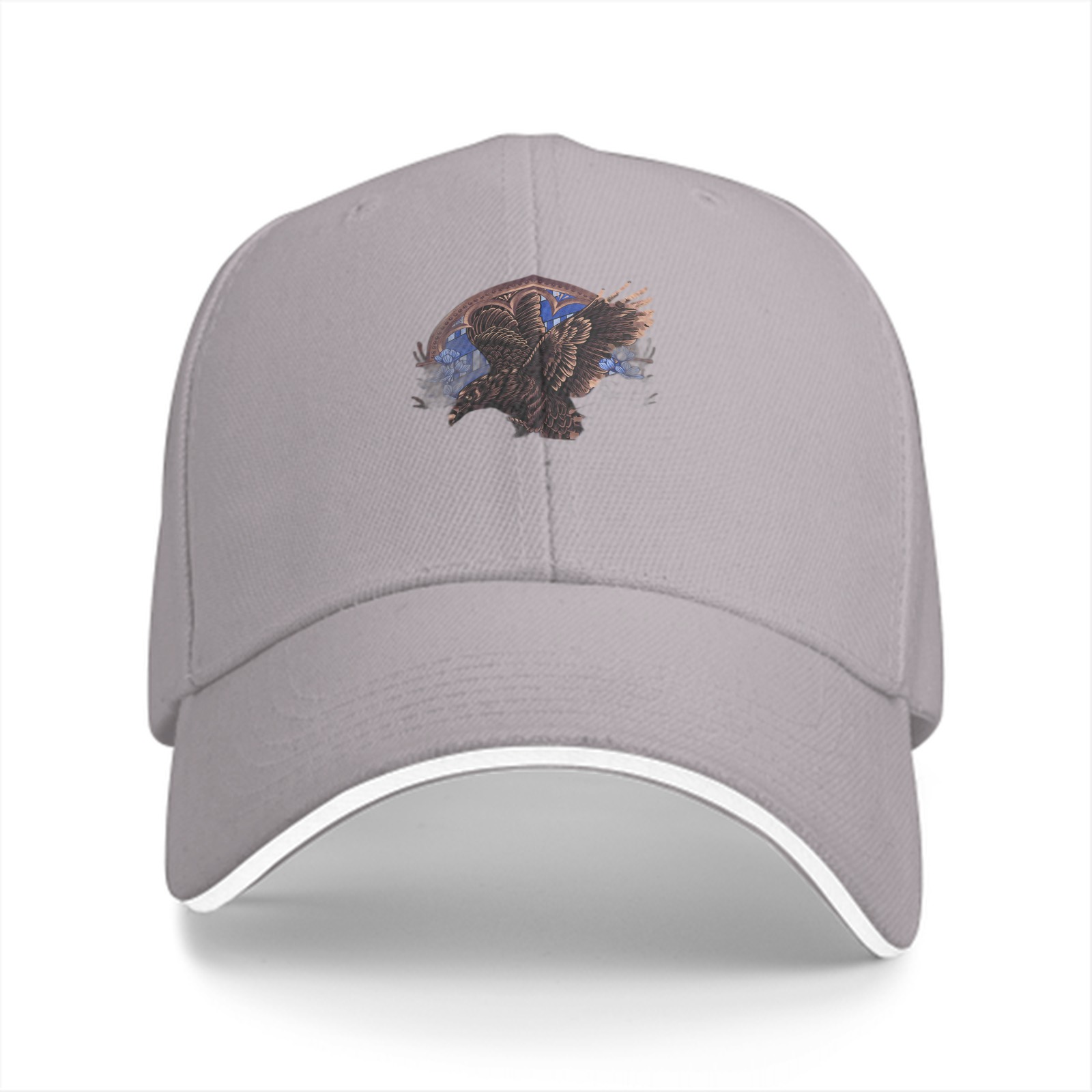 Black Baseball Cap With Detailed Eagle Graphic Print
