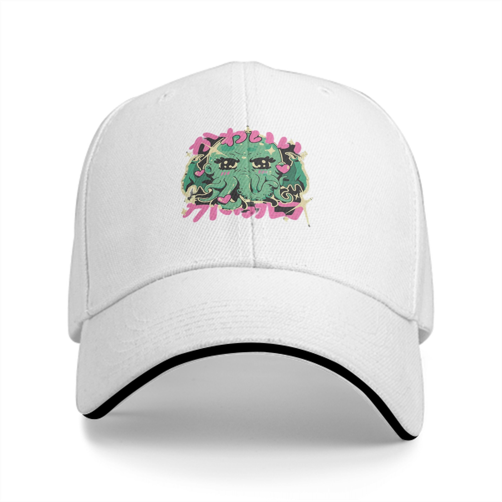Black baseball cap with cute anime-style Cthulhu graphic