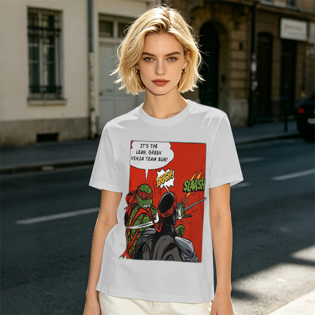 Olive T-Shirt with Ninja Turtles Comic Print