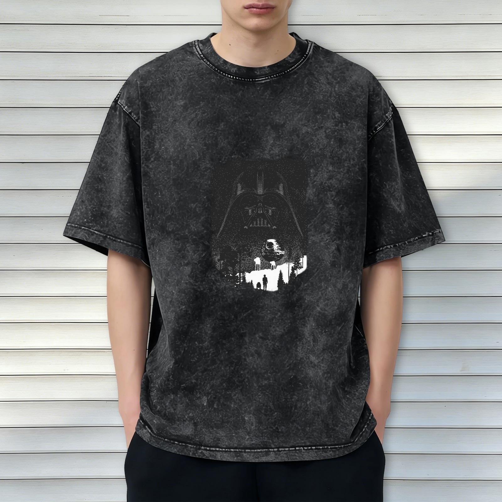Star Wars Darth Vader Silhouette Graphic Acid Wash T-Shirt