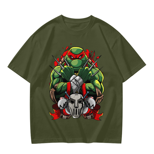 Olive T-Shirt Featuring Raphael the Teenage Mutant Ninja Turtle