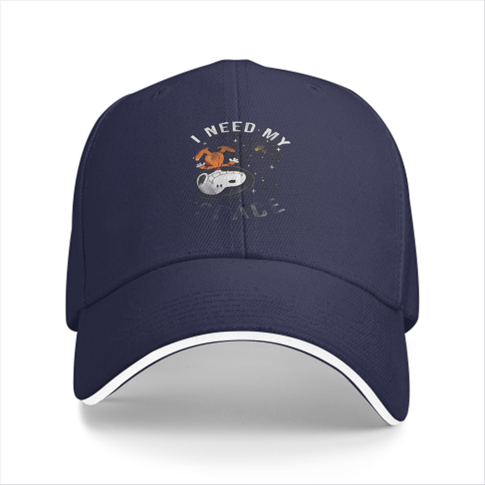 I Need My Space Snoopy Graphic Black Baseball Cap