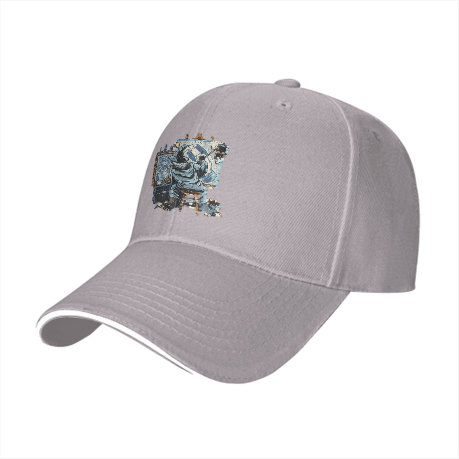 Black Baseball Cap With Grim Reaper Artist Painting Print