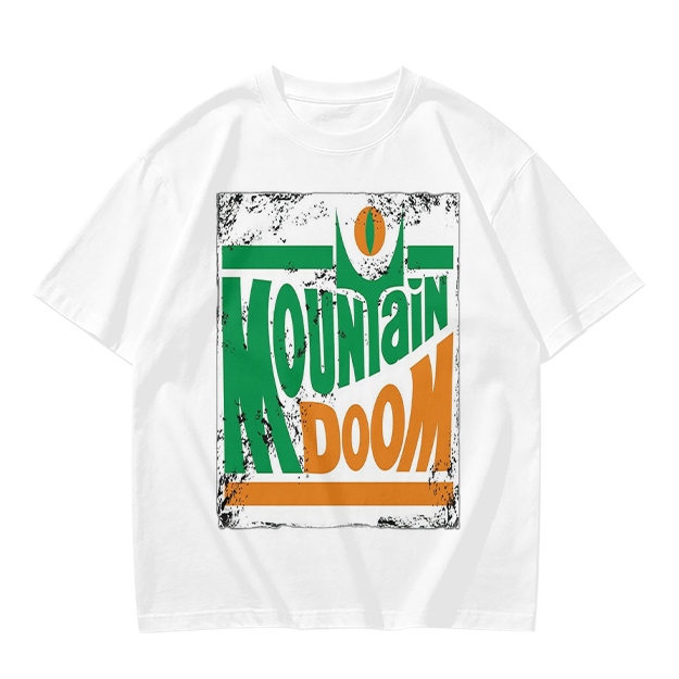 Olive T-shirt with Mountain Doom Themed Graphic Print