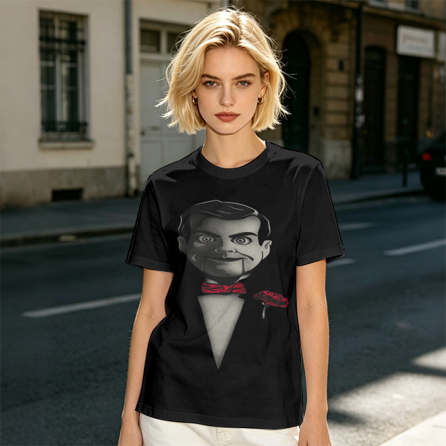 Olive T-Shirt With Ventriloquist Dummy Print