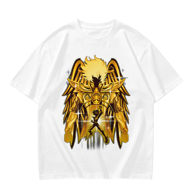 Olive T-Shirt With Gold Pegasus Armor Anime Graphic