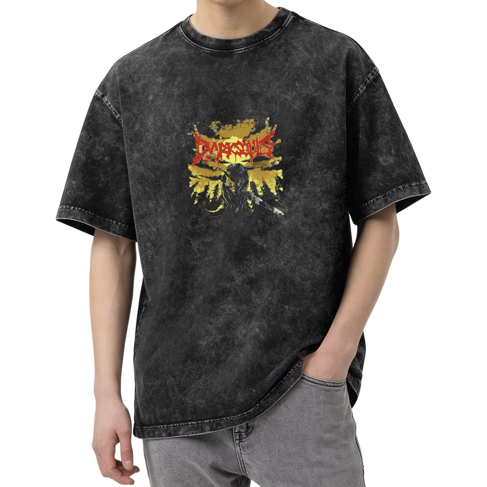 Dark Souls Acid Wash Graphic T-Shirt