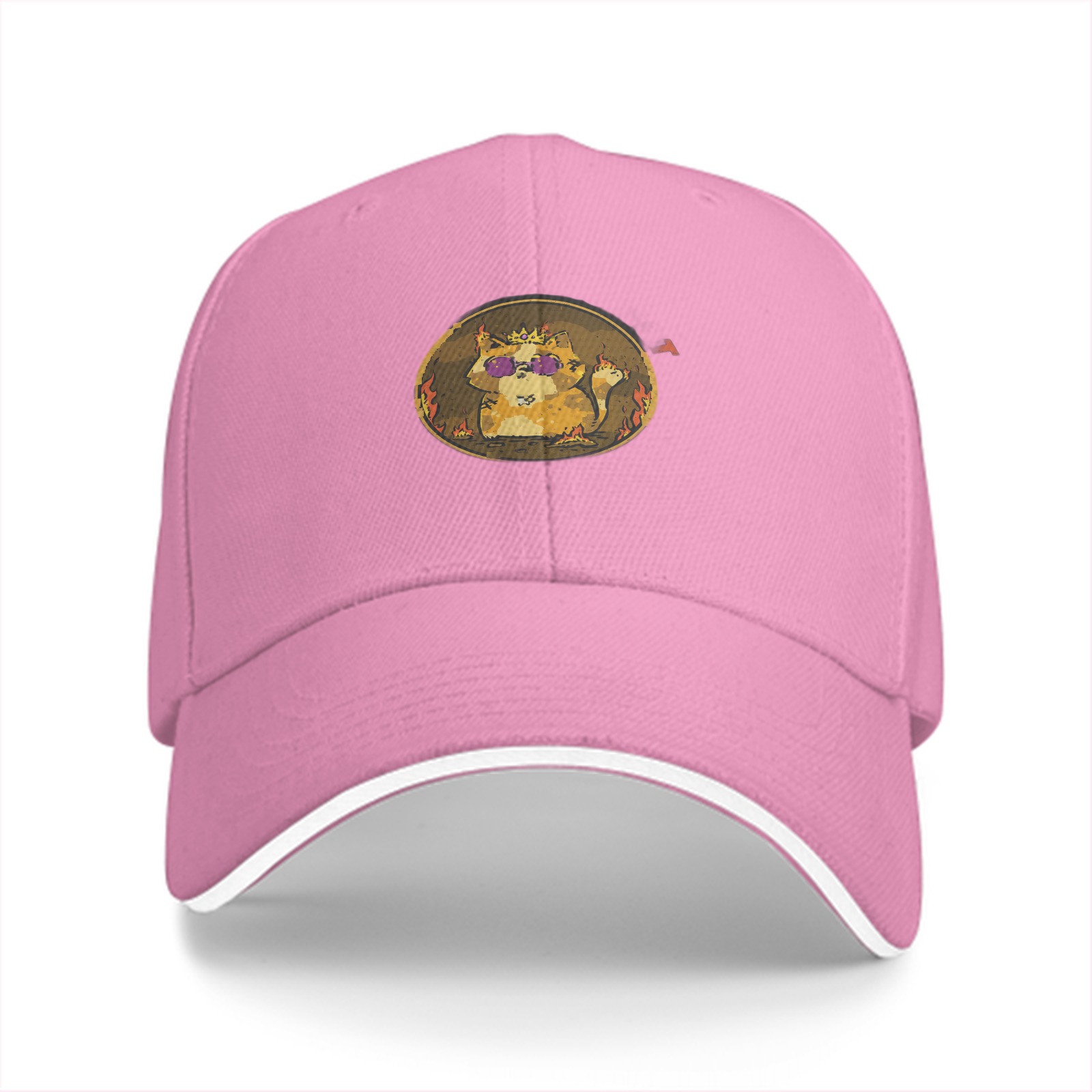 Black Baseball Cap With Cool Demon Cat Graphic Print