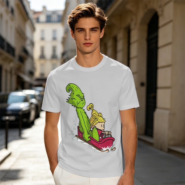 Grinch and Cindy Lou Who Sledding Graphic T-Shirt