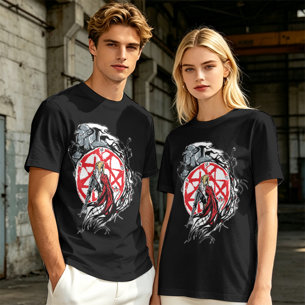 Olive Anime Graphic T-Shirt With Transmutation Circle Design