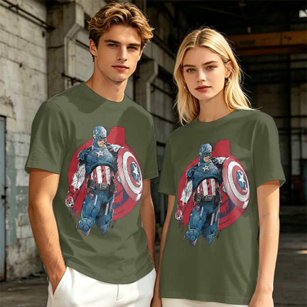 Olive T-shirt with Captain America Graphic Print