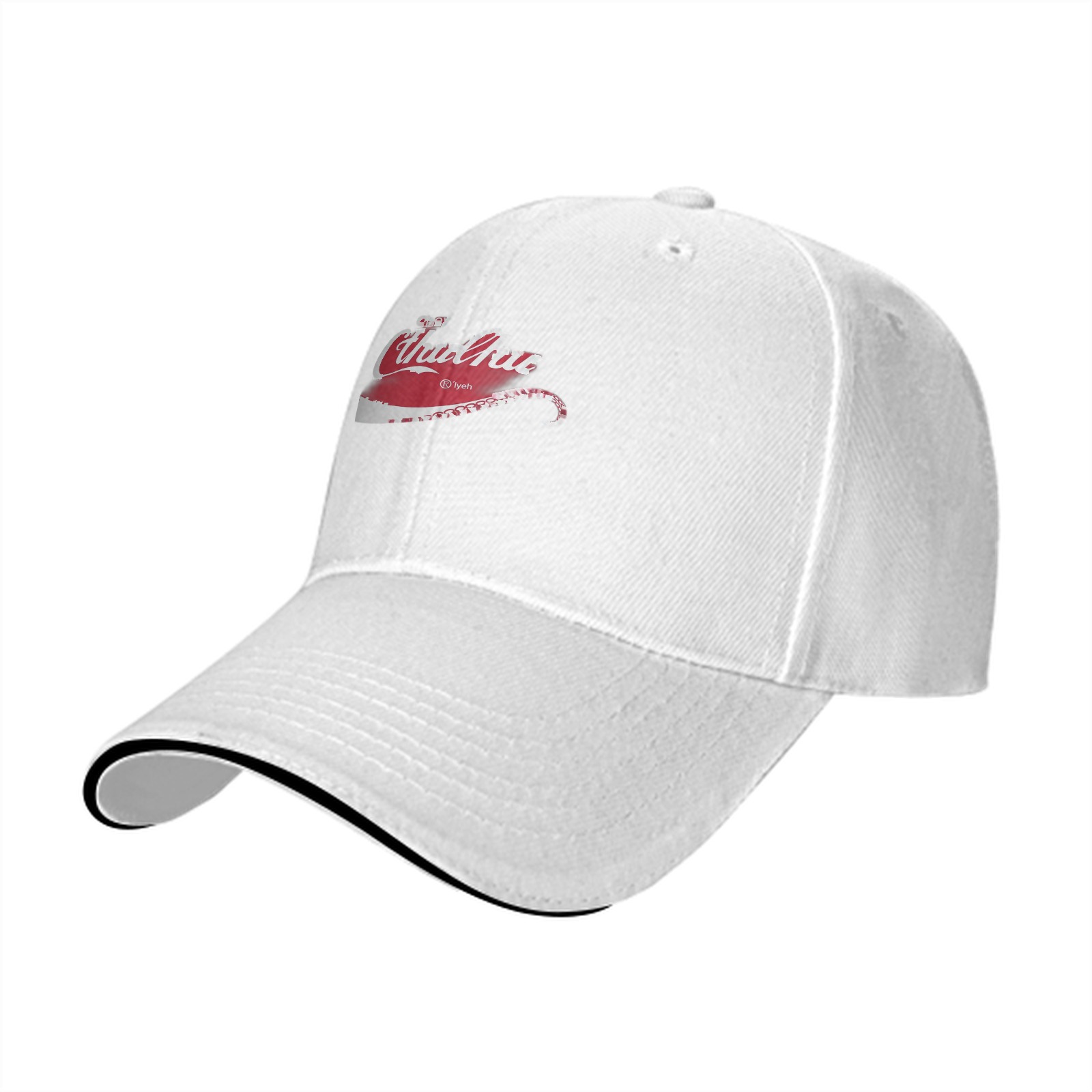 Black Baseball Cap with Cthulhu Themed Graphic Print