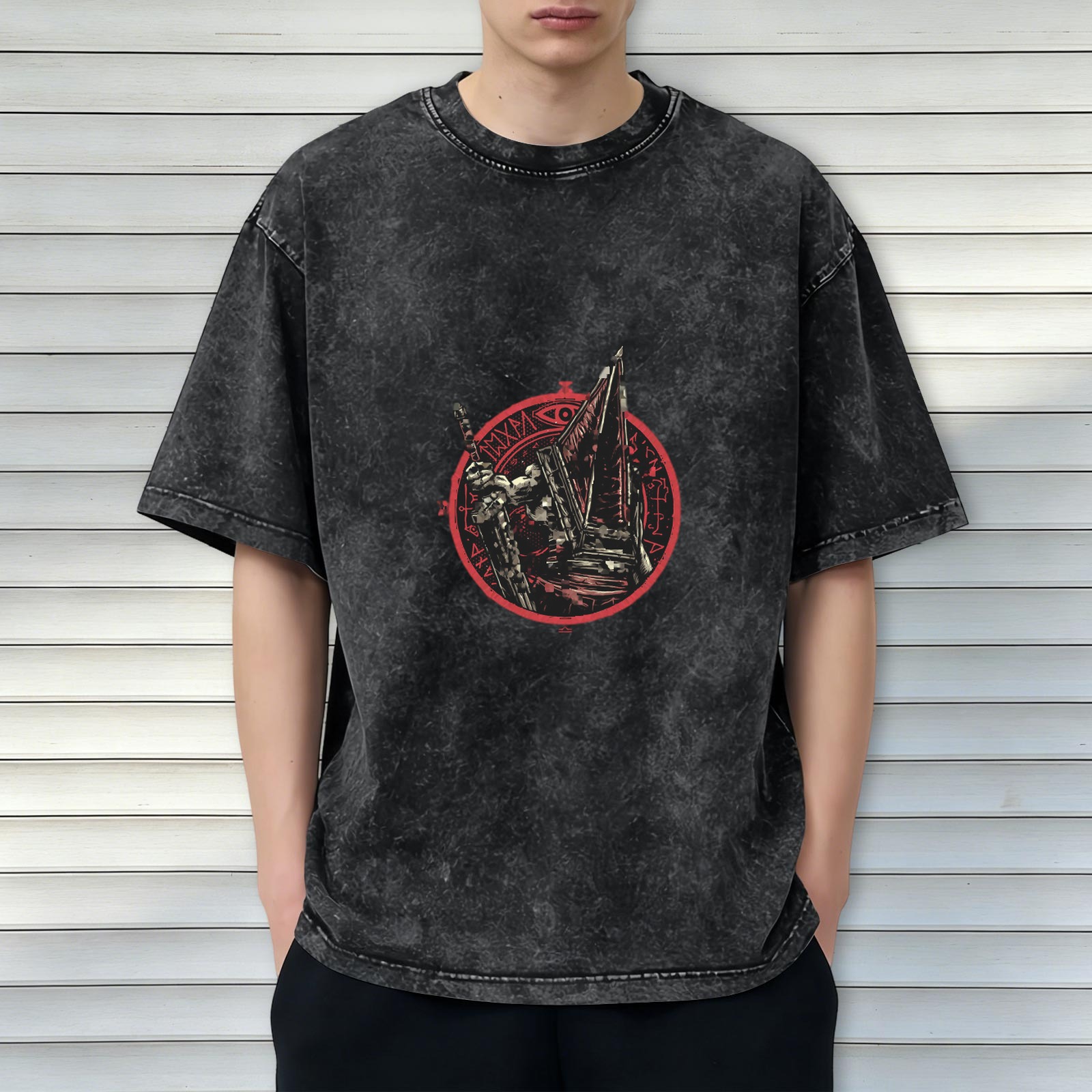 Silent Hill Pyramid Head Graphic Stonewashed Black T-Shirt