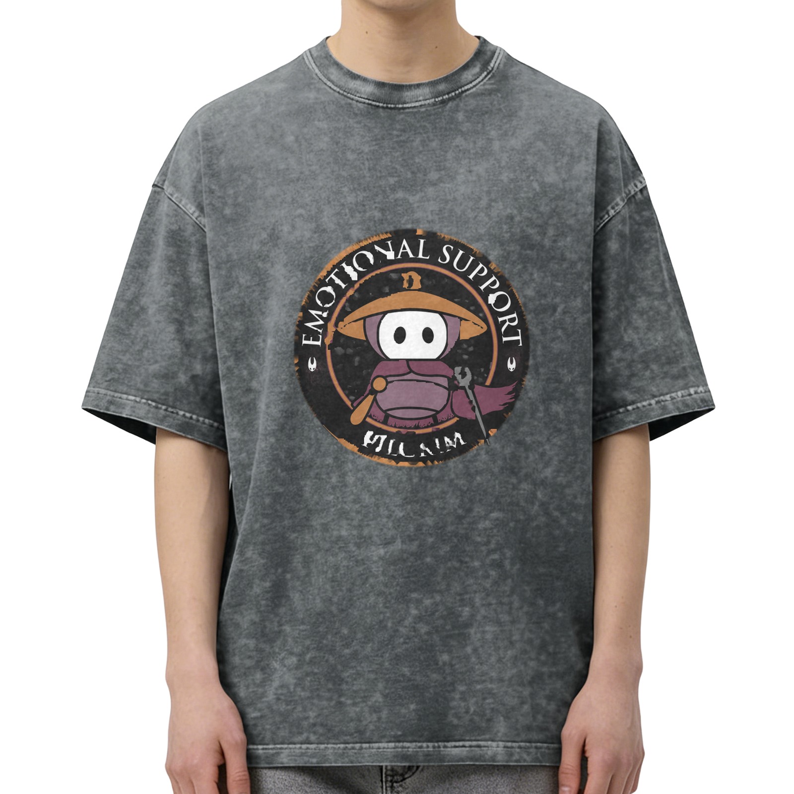 Emotional Support Villain Graphic Stonewashed Black T-Shirt