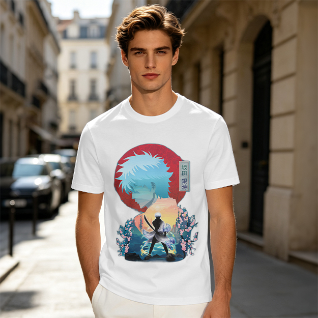 Anime samurai graphic olive green casual t-shirt