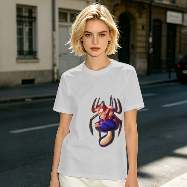 Olive T-Shirt With Spider Cat Superhero Graphic Print