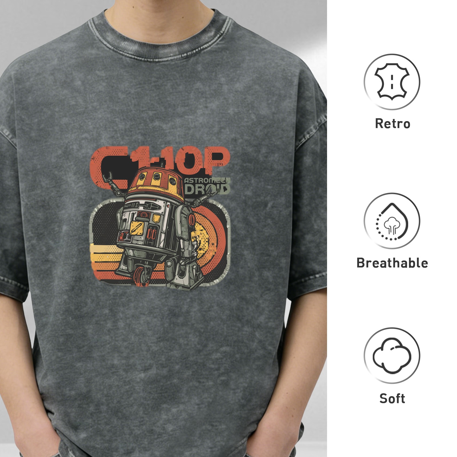 Star Wars C1-10P Chopper Astromech Droid Vintage Wash Graphic T-Shirt