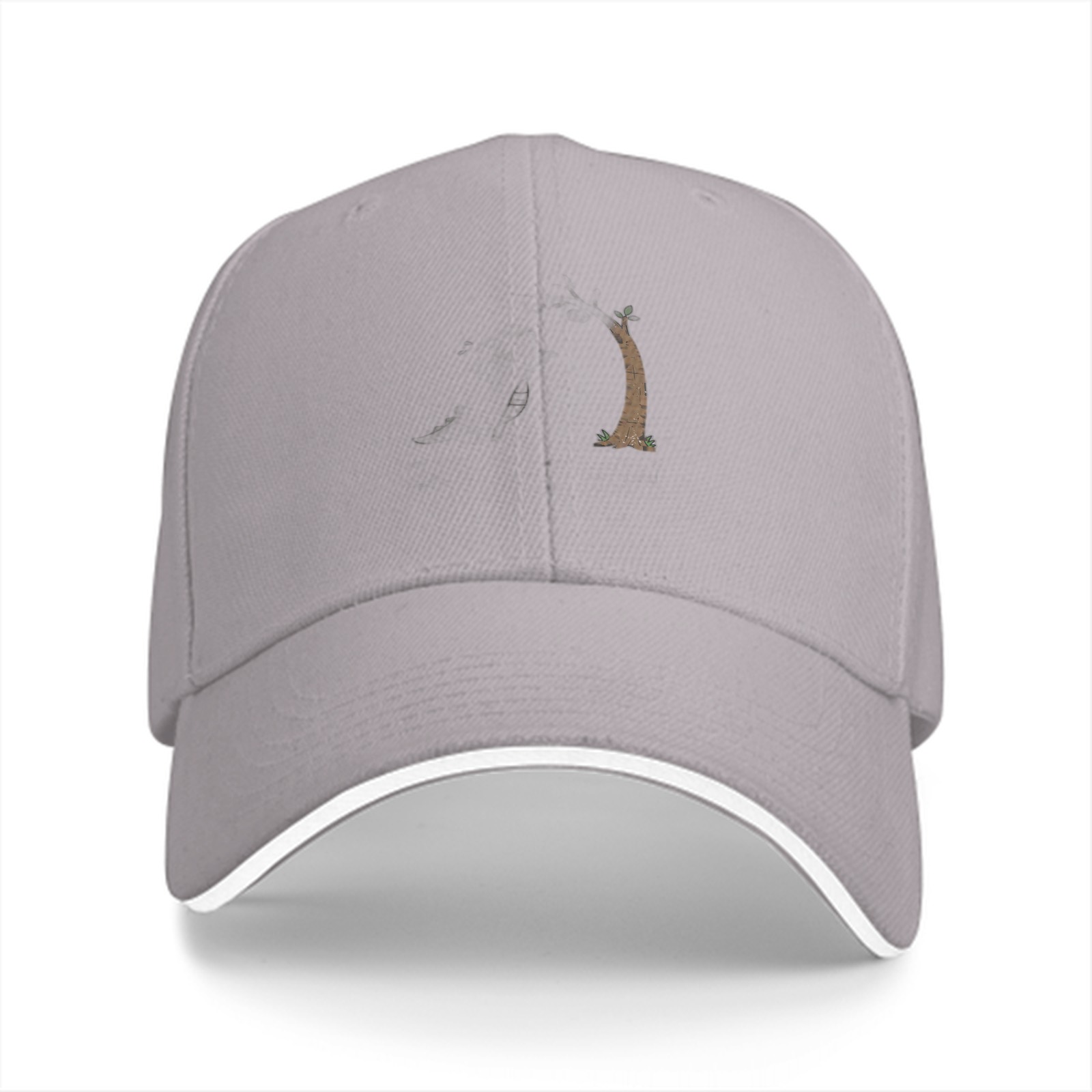 Black baseball cap with small stylized tree trunk graphic