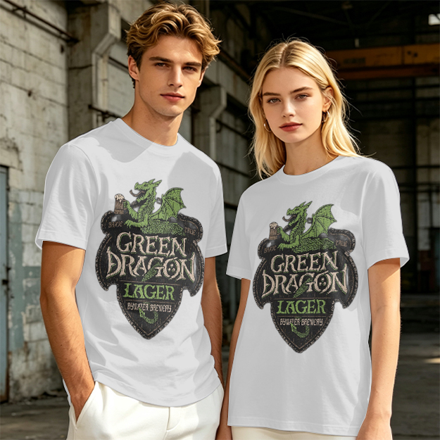 Green Dragon Lager Graphic Olive T-Shirt