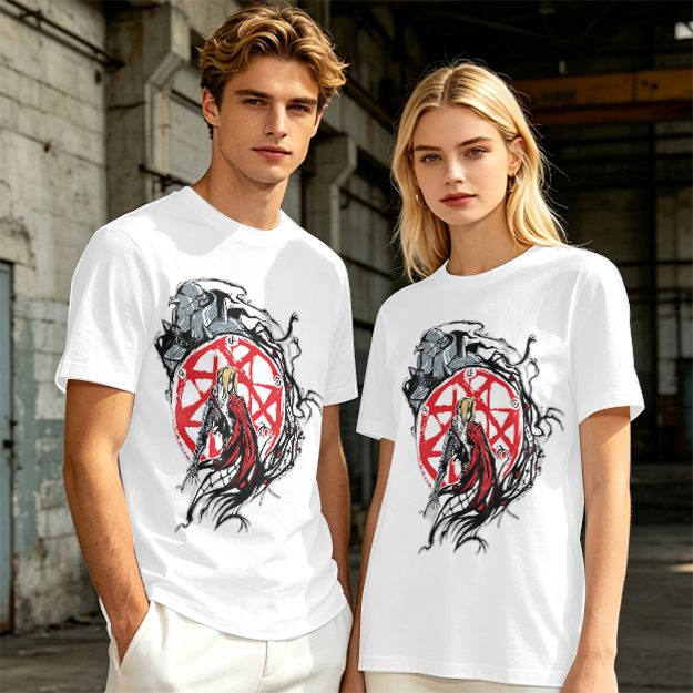 Olive Anime Graphic T-Shirt With Transmutation Circle Design