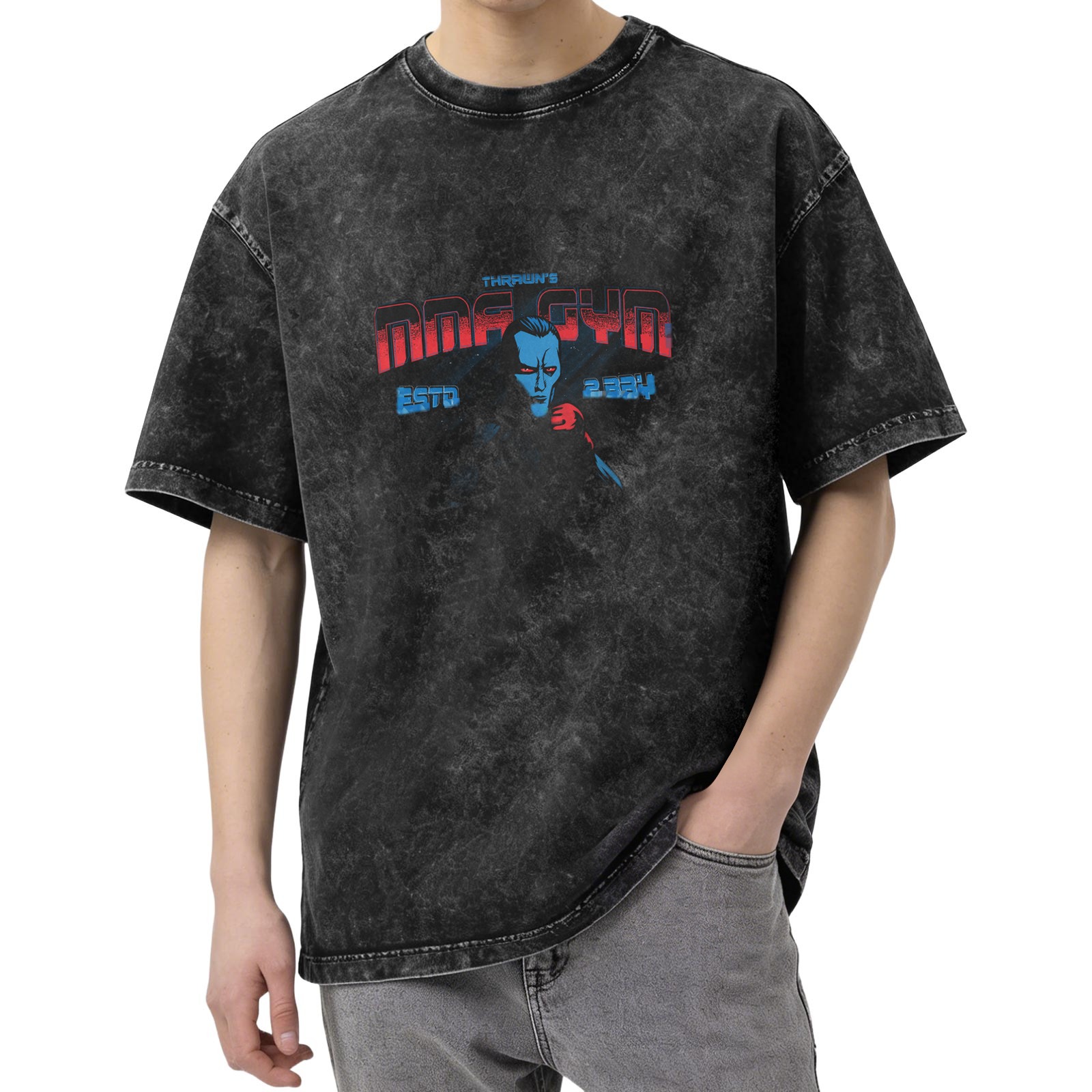 Thrawn's MMA Gym Estd 2384 Acid Wash Graphic T-Shirt