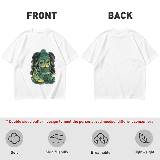 Olive Green T-Shirt With Cute Cartoon Snake Graphic
