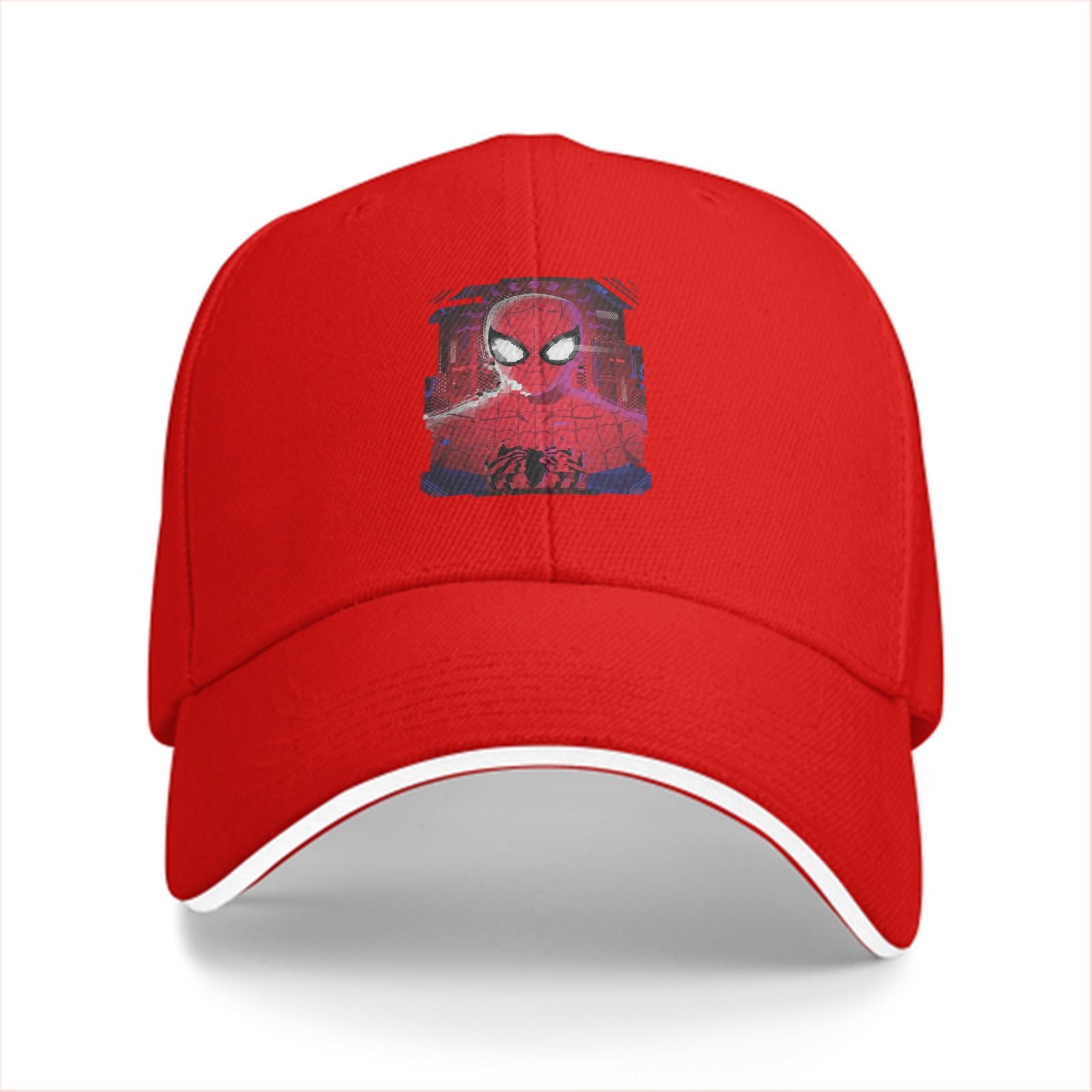 Black Baseball Cap With Spider-Man Graphic Print