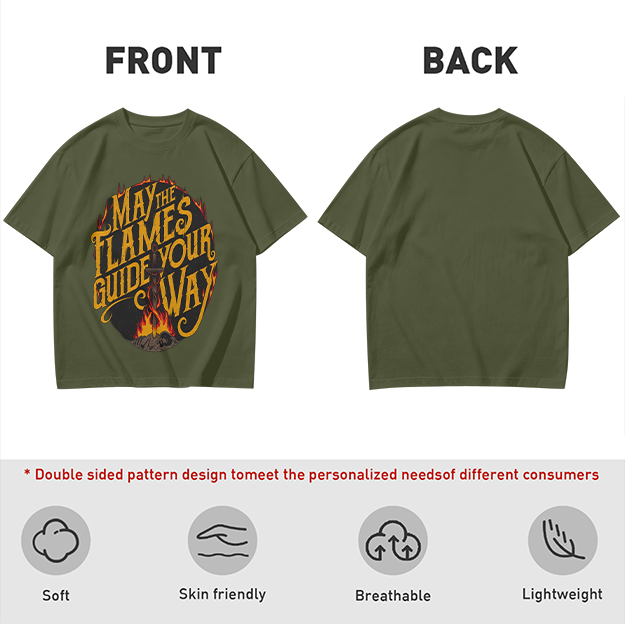 May The Flames Guide Your Way Graphic Olive T-Shirt