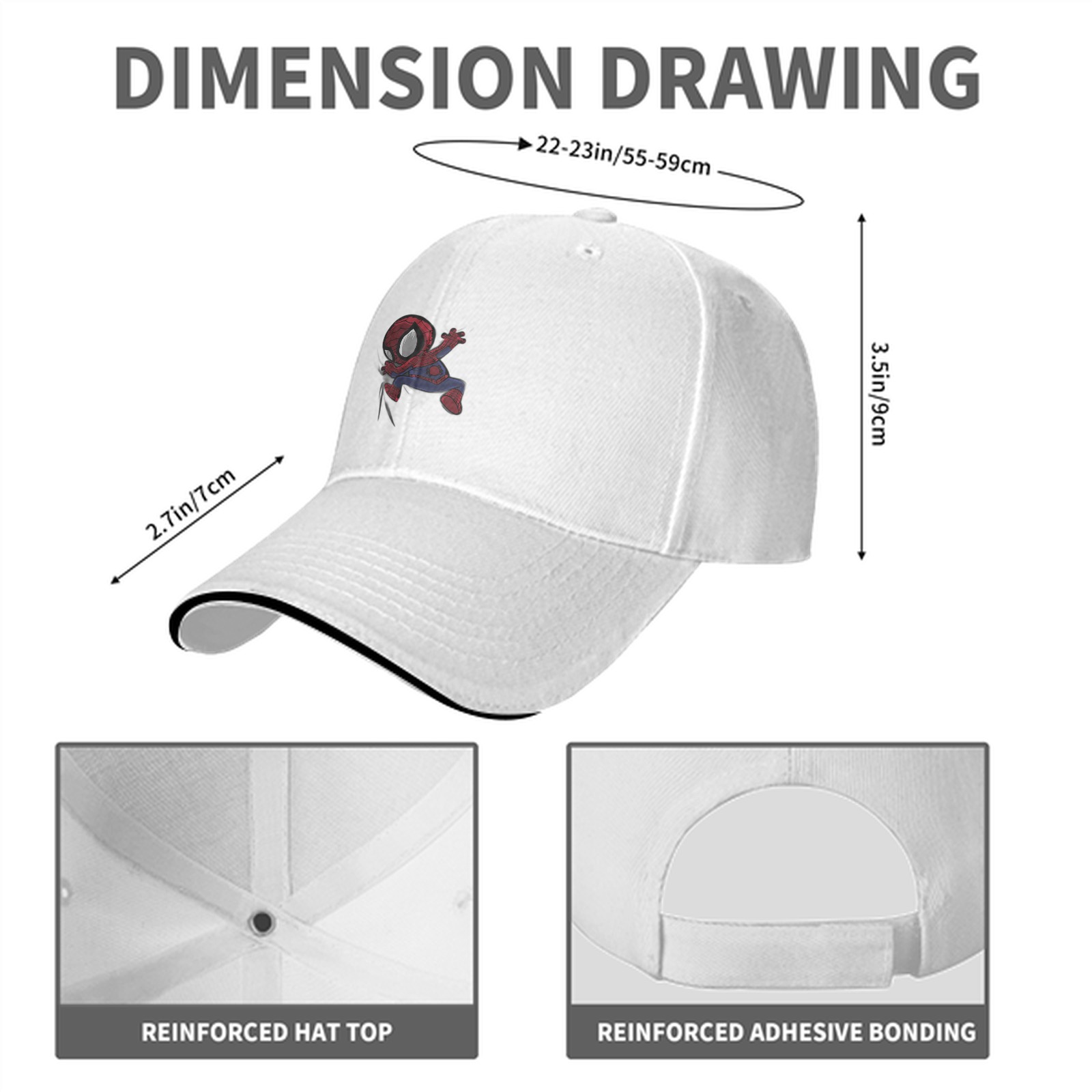Black Baseball Cap with Chibi Spider-Man Graphic