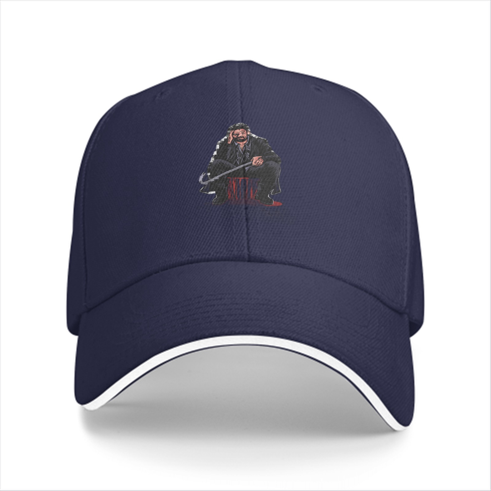 Black Baseball Cap With Sitting Grim Reaper Graphic