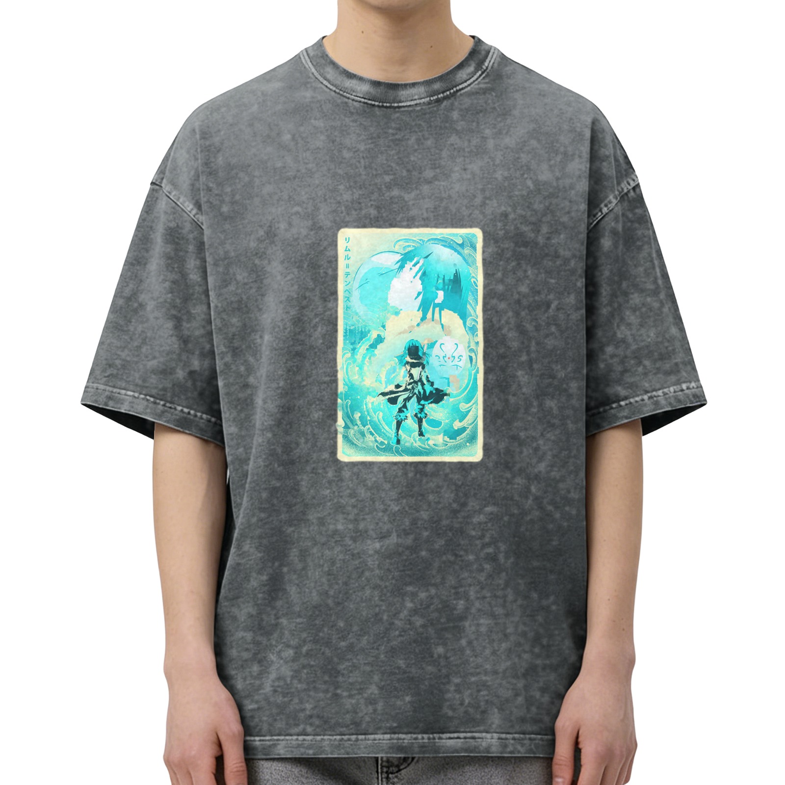 Anime Water Spirit Graphic Vintage Wash T-Shirt