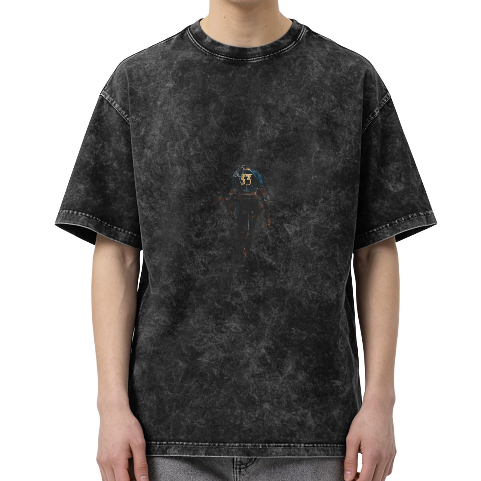 Oversized Acid Wash T-Shirt With Small Graphic Print