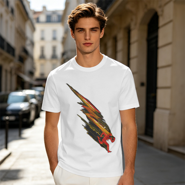 Olive T-shirt with Dynamic Speed Runner Graphic Print