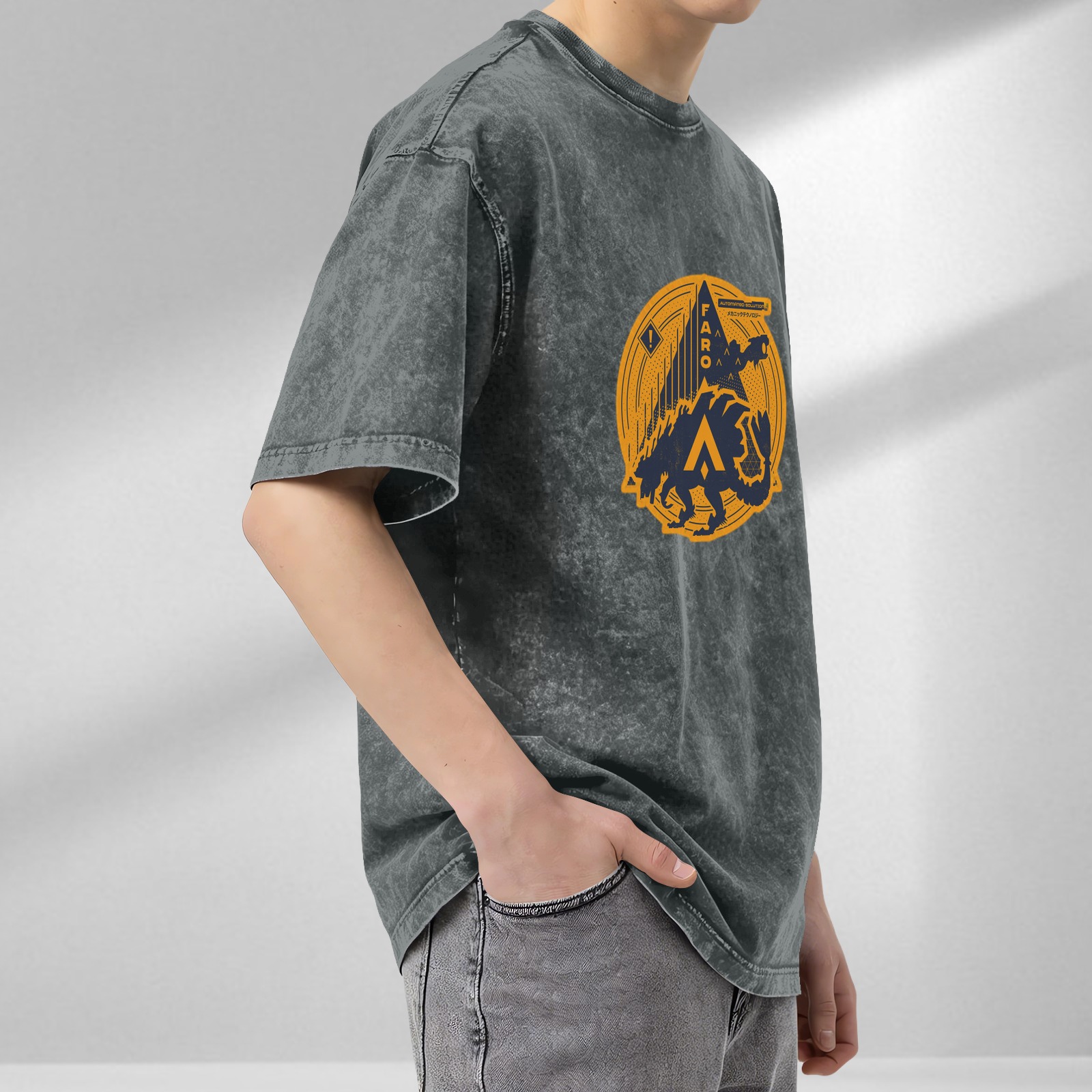 FARO themed acid wash graphic t-shirt