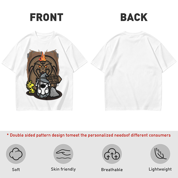 Olive t-shirt with wizard dog and dragon cave graphic