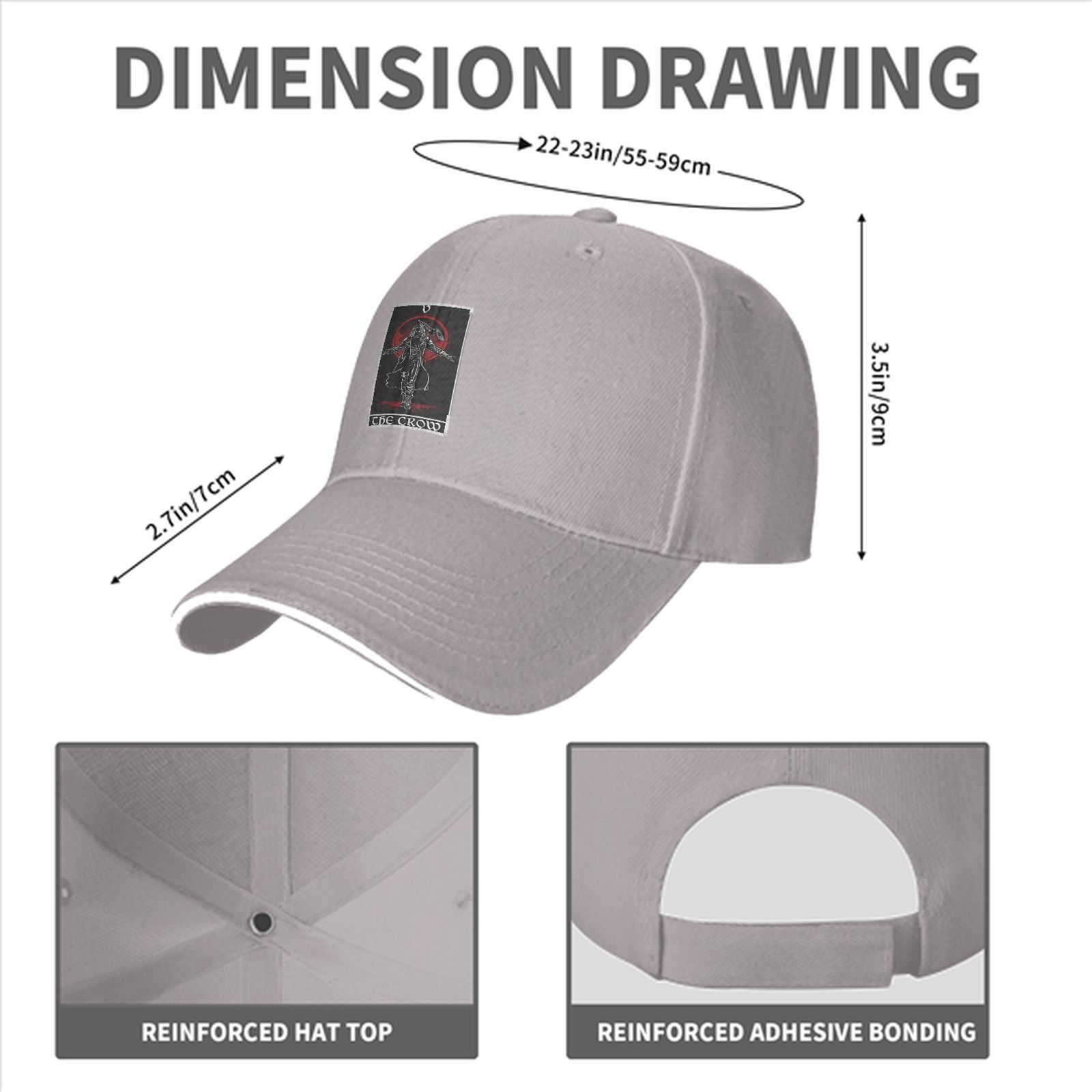 Black baseball cap with The Crow graphic print