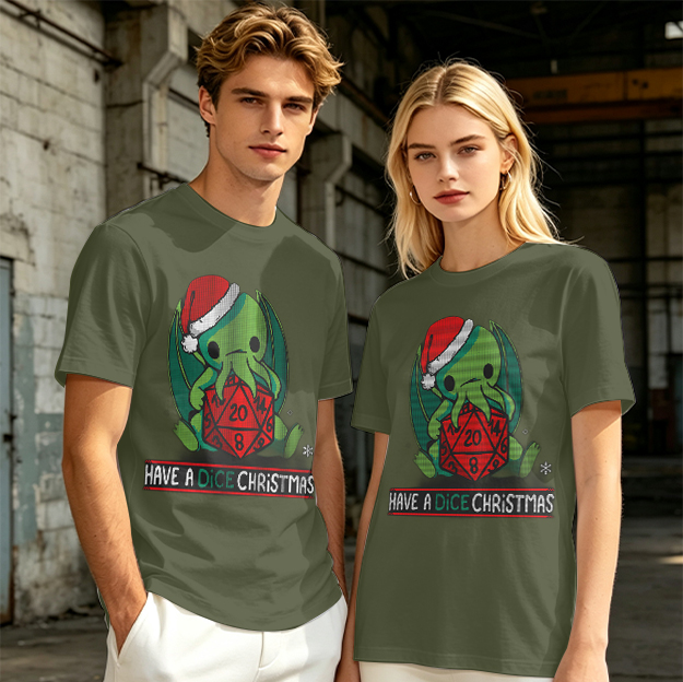 Have a Dice Christmas Cute Cthulhu Santa T-Shirt