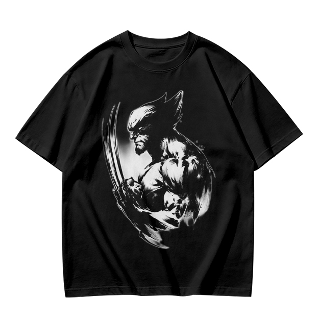 Olive T-shirt with Ink Style Wolverine Graphic Print