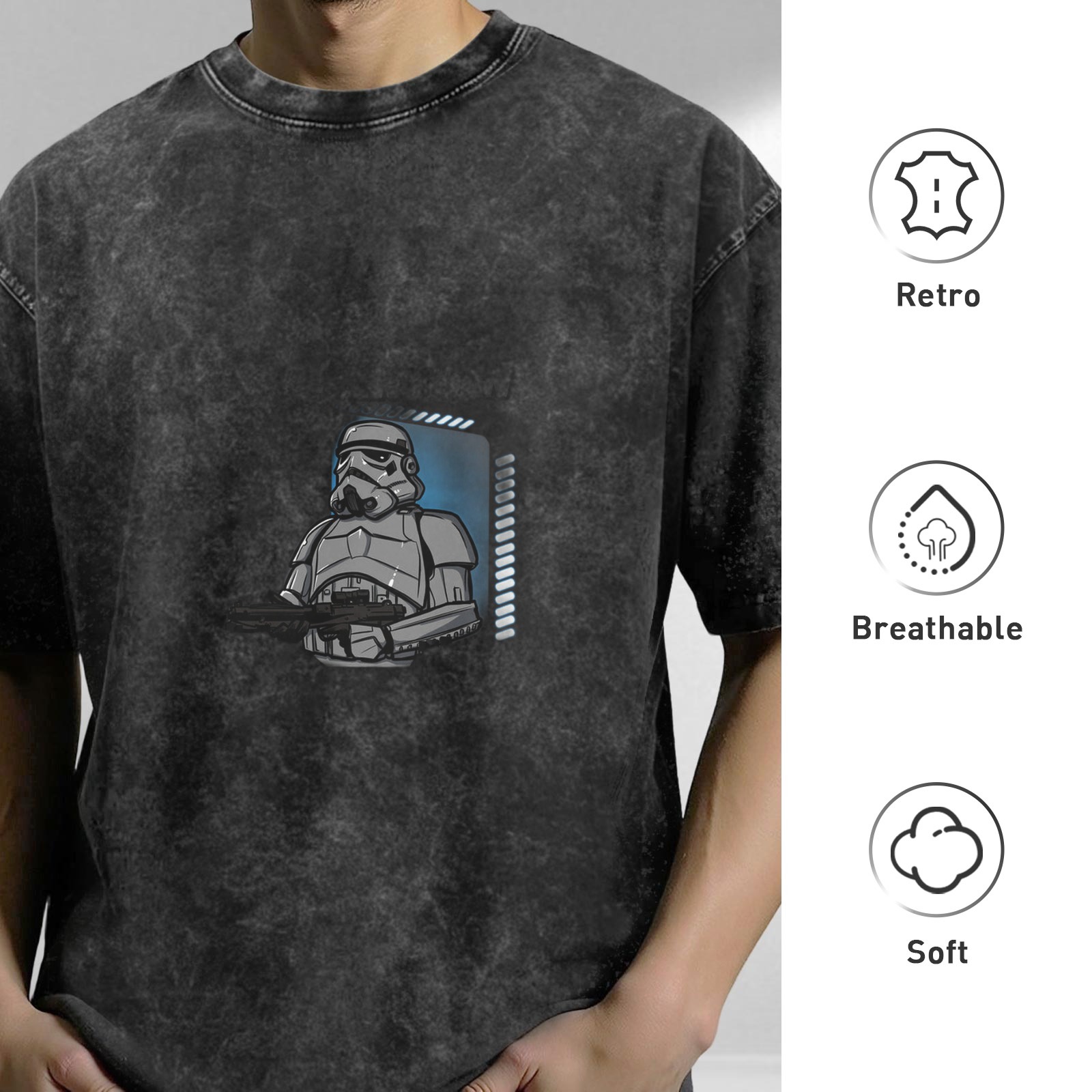 Star Wars Stormtrooper Graphic Acid Wash Oversized T-Shirt